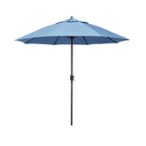 Round Outdoor Patio Umbrella, Aluminum with Auto Tilt Crank - Bronze Finish, Air Blue, 7.5'