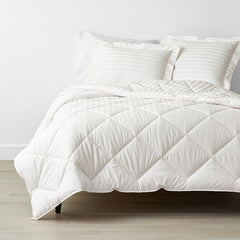 Dobby Stripe Classic Smooth Wrinkle-Free Sateen Comforter - Cream, Full/Queen