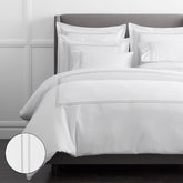 Dorset Stripe Luxe Smooth Egyptian Cotton Sateen Duvet Cover - Gray, Oversized King/Cal King