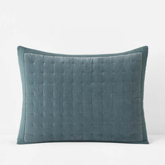 Tufted Stitch Velvet Quilted Sham - Mineral Blue, King