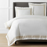 Double Border Premium Smooth Supima® Cotton Wrinkle-Free Sateen Duvet Cover - Ivory, King/Cal. King