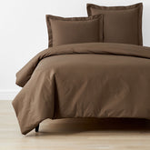 Classic Cool Cotton Percale Bed Duvet Cover - Coffee, Full/Queen