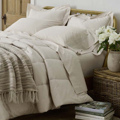 Solid Garment Washed Cotton Percale Comforter - Buff, King/Cal. King