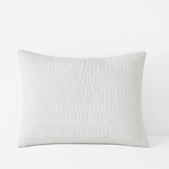 Premium Breathable Washed Linen Solid Quilted Sham - White, King