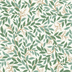 Willowberry Traditional Wallpaper - Emerald White, Swatch