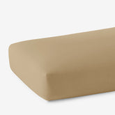 Solid Garment Washed Cotton Percale Fitted Bed Sheet - Wheat, Full