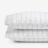 Yarn-Dyed Plaid Garment Washed Cotton Percale Pillowcase Set - Ivory Multi, King