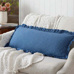 Katherine Plaid Yarn-Dyed Cotton Decorative Lumbar Pillow Cover - Blue