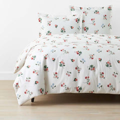 Ditsy Dahlia Classic Cool Cotton Percale Duvet Cover - Cream Multi, Full/Queen
