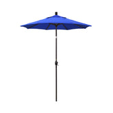 6' Round Outdoor Patio Umbrella, Aluminum with Push Button Tilt - Bronze Finish, Pacific Blue