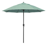Round Outdoor Patio Umbrella, Aluminum with Auto Tilt Crank - Black Finish, Spectrum Mist, 9'