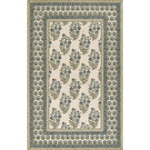 Floral Border Hand Tufted Wool Rug - Green, 5' x 8'