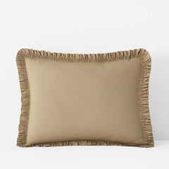 Solid Ruffle Garment Washed Cotton Percale Sham - Wheat, Standard