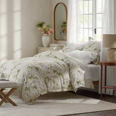 Tranquil Blossom Premium Smooth Wrinkle-Free Sateen Comforter - Antique Beige, Full/Queen