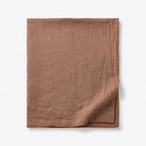 Premium Breathable Washed Linen Solid Flat Bed Sheet - Terracotta, Queen