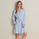 Printed Pima Cotton Women's Kimono Robe - Floral Trellis, M