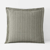 Tailored Stripes Premium Breathable Washed Linen Cotton Reversible Sham - Wide Stripe Dark Olive, Euro