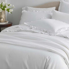 Solid Ruffle Garment Washed Cotton Percale Sham - White, Euro
