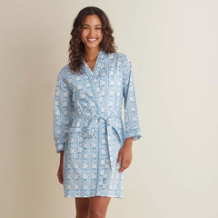Printed Voile Women's Kimono Robe - Floral Weave, M/L