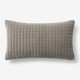 Tufted Stitch Velvet Decorative Lumbar Pillow Cover - Taupe, 12 in. x 21 in.