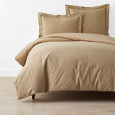 Solid Garment Washed Cotton Percale Duvet Cover - Wheat, King/Cal. King