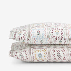 Lottie Classic Cool Cotton Percale Pillowcase Set - Ivory Multi, Standard
