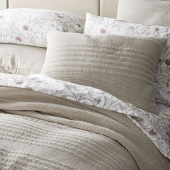 Line Stitch Velvet Quilted Sham - Light Sand, Euro