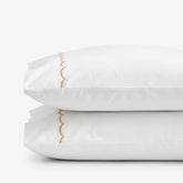 Scallop Embroidered Premium Cool Egyptian Percale Pillowcase Set - Melon, King