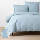 Tira Floral Classic Cool Cotton Percale Duvet Cover - Stripe Blue, King/Cal. King