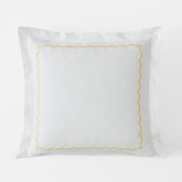 Embroidered Scallop Classic Cool Cotton Percale Sham - Yellow, Euro