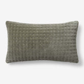 Tufted Stitch Velvet Decorative Lumbar Pillow Cover - Olive Green, 12 in. x 21 in.