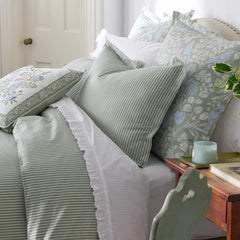 Tira Floral Classic Cool Cotton Percale Comforter - Stripe Green, Twin/Twin XL