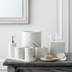 Porcelain Lattice Toothbrush Holder - White