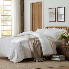 Solid Garment Washed Cotton Percale Duvet Cover - White, Twin/Twin XL