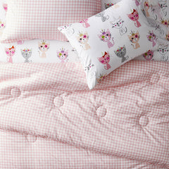 Gingham Classic Cool Organic Cotton Percale Comforter Set - Petal Pink, Full/Queen