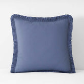 Solid Ruffle Garment Washed Cotton Percale Sham - Denim Blue, Euro