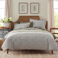 Classic Stripes and Plaids Cool Yarn-Dyed Cotton Percale Sham - Stripe Green, Euro