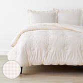Ditsy Gingham Classic Cool Organic Cotton Percale Comforter Set - Pink, Twin