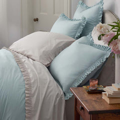 Solid Ruffle Garment Washed Cotton Percale Sham - Cloud Blue, Standard