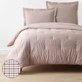 Classic Stripes and Plaids Cool Yarn-Dyed Cotton Percale Comforter - Mini Check Brown, Full/Queen