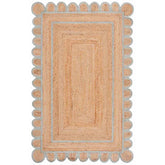 Scallop Border Handwoven Jute Rug - Light Blue, 5' x 8'