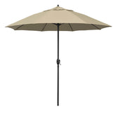 Round Outdoor Patio Umbrella, Aluminum with Auto Tilt Crank - Black Finish, Antique Beige, 9'