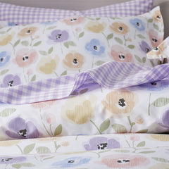 Pastel Poppies Classic Cool Organic Cotton Percale Comforter Set - White, Twin/Twin XL