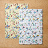 Seasonal Printed Tea Towels, Set of 2 - Bouquet & Bicycle