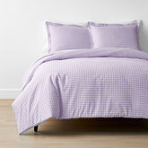 Gingham Classic Cool Organic Cotton Percale Duvet Cover Set - Lilac, Full