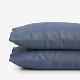 Premium Breathable Washed Linen Solid Pillowcase Set - Denim Blue, King