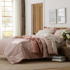Solid Garment Washed Cotton Percale Comforter - Rose, Twin/Twin XL