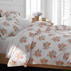 Blossoms and Stripes Classic Cool Cotton Percale Comforter - Petal Charm, Full/Queen