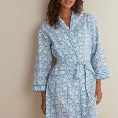 Printed Voile Women's Kimono Robe - Floral Weave, M/L