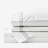 Contrast Border Premium Cool Supima® Cotton Percale Bed Sheet Set - Pearl Gray, Twin